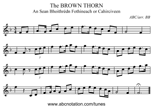 BROWN THORN, The - staff notation