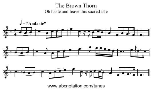 Brown Thorn, The - staff notation
