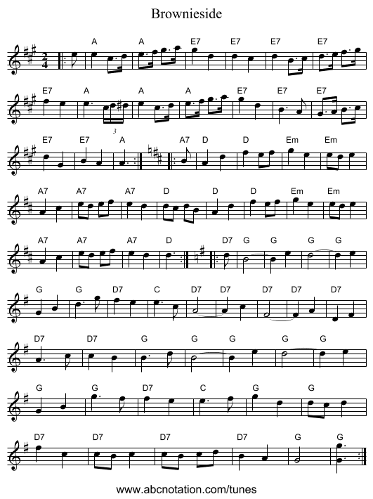 Brownieside - staff notation