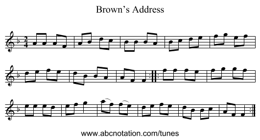Brown’s Address - staff notation
