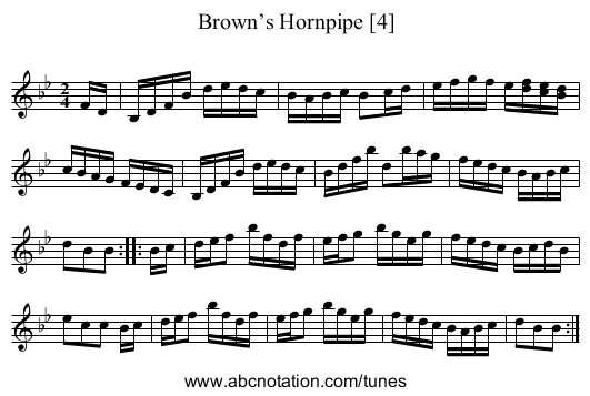 Brown’s Hornpipe [4] - staff notation