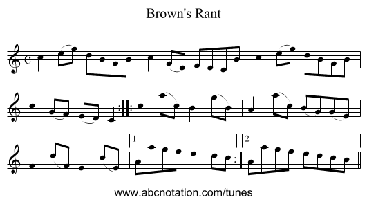 Brown's Rant - staff notation