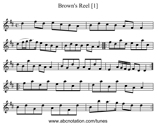 Brown's Reel [1] - staff notation