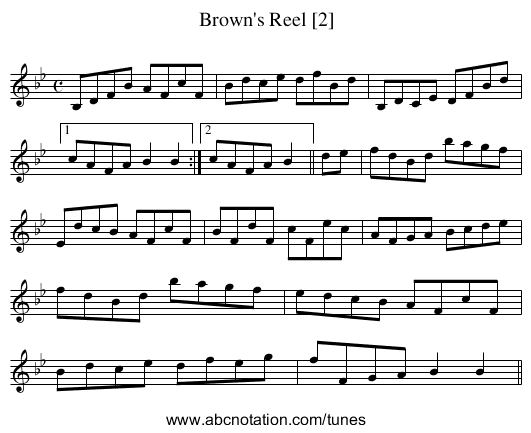 Brown's Reel [2] - staff notation