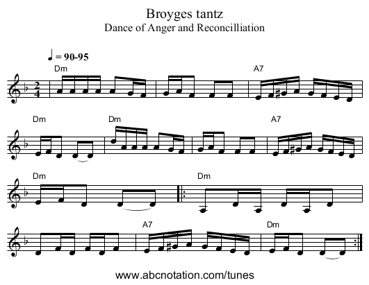 Broyges tantz - staff notation