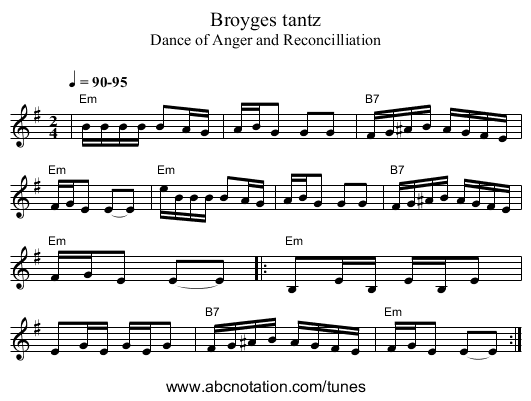 Broyges tantz - staff notation