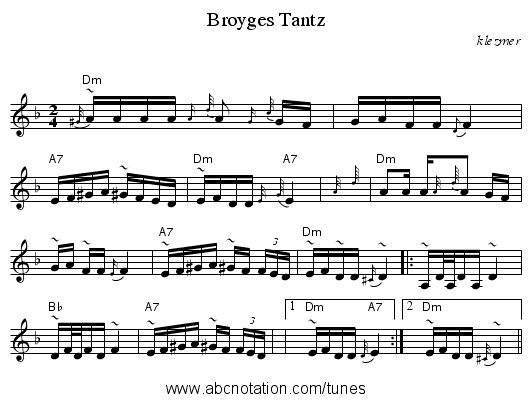 Broyges Tantz - staff notation