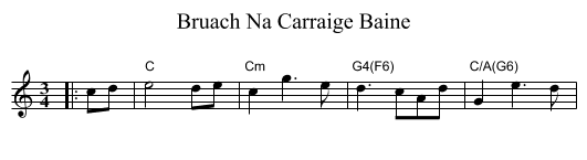 Bruach Na Carraige Baine - staff notation