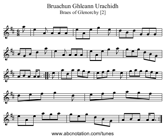 Bruachun Ghleann Urachidh - staff notation