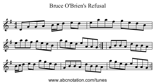 Bruce O'Brien's Refusal - staff notation