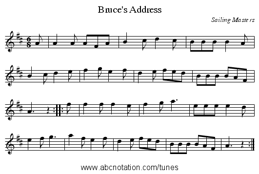 Bruce's Address - staff notation
