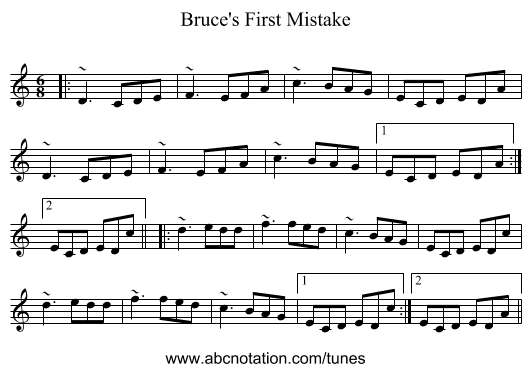 Bruce's First Mistake - staff notation