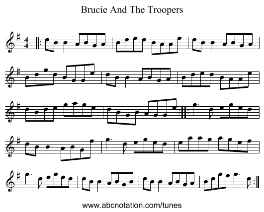 Brucie And The Troopers - staff notation