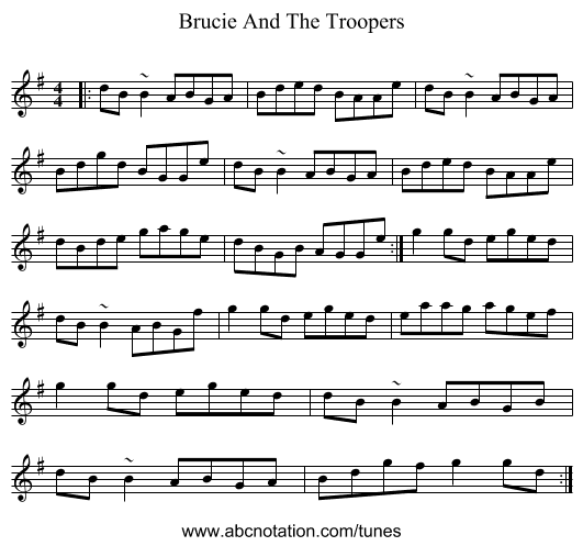 Brucie And The Troopers - staff notation