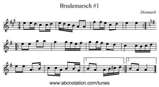 Brudemarsch #1 - staff notation