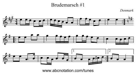 Brudemarsch #1 - staff notation