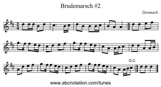 Brudemarsch #2 - staff notation