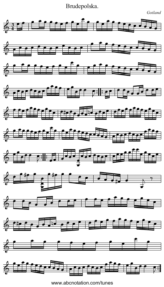 Brudepolska. - staff notation