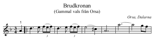 Brudkronan - staff notation