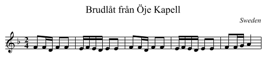 Brudlåt från Öje Kapell - staff notation