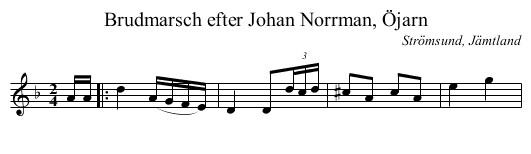 Brudmarsch efter Johan Norrman, Öjarn - staff notation