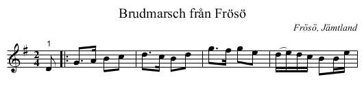Brudmarsch från Frösö - staff notation