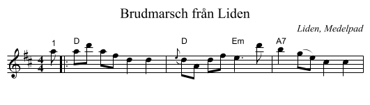 Brudmarsch från Liden - staff notation