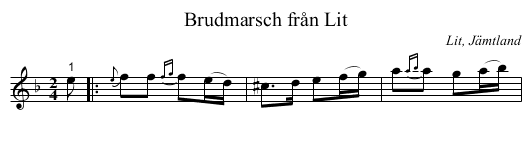 Brudmarsch från Lit - staff notation