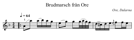 Brudmarsch från Ore - staff notation
