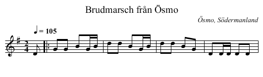 Brudmarsch från Ösmo - staff notation