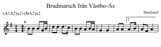 Brudmarsch fr&aring;n V&auml;stbo-&Aring;s - staff notation