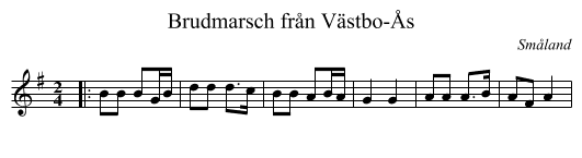 Brudmarsch fr&aring;n V&auml;stbo-&Aring;s - staff notation