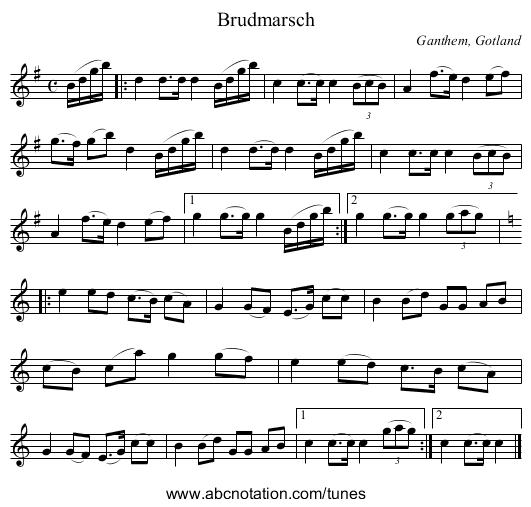 Brudmarsch - staff notation