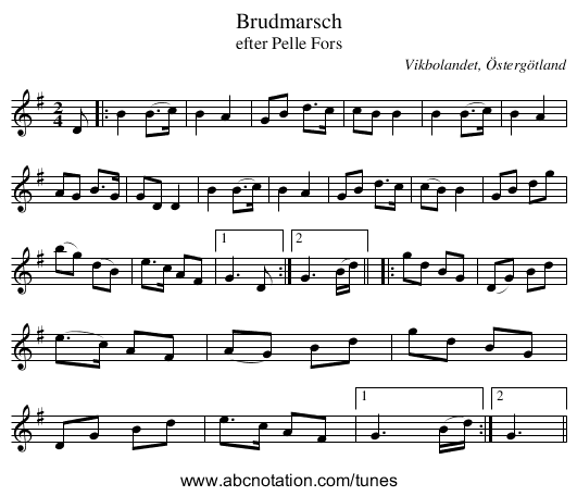 Brudmarsch - staff notation