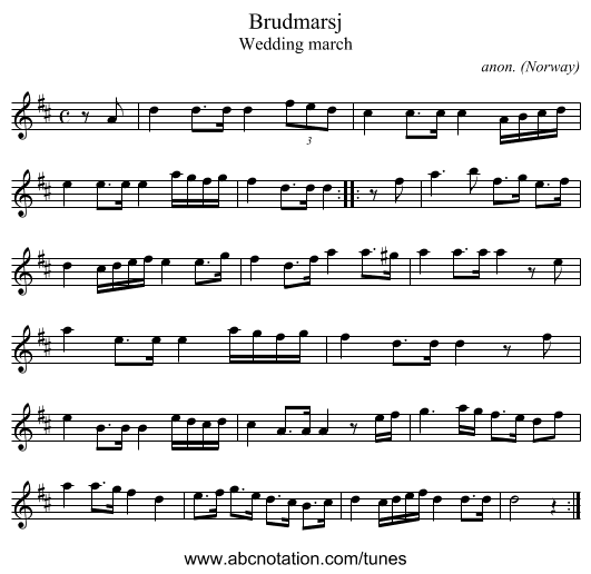 Brudmarsj - staff notation