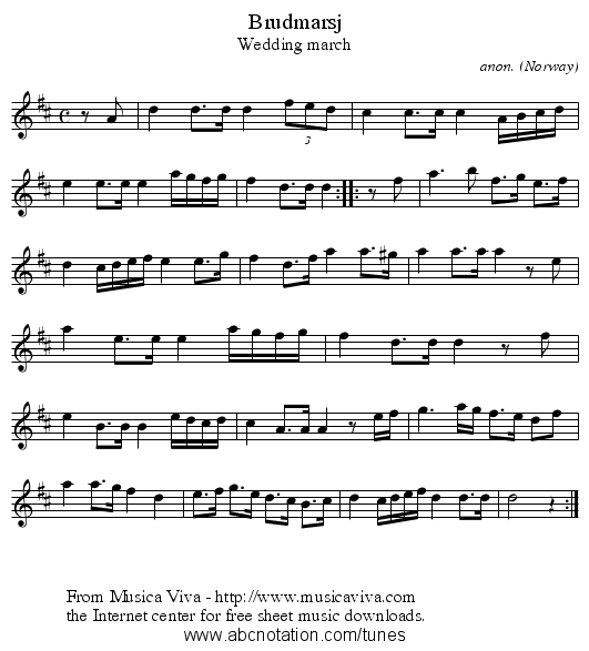 Brudmarsj - staff notation