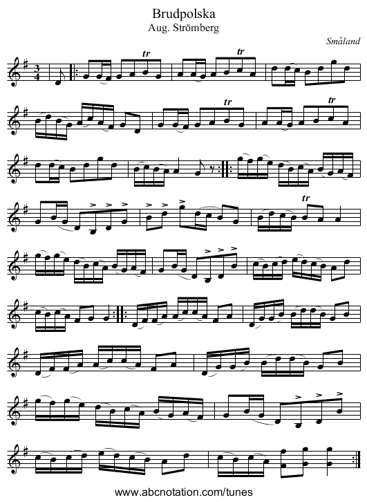 Brudpolska - staff notation