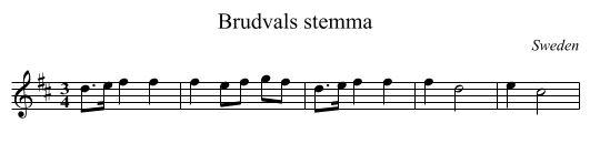 Brudvals stemma - staff notation