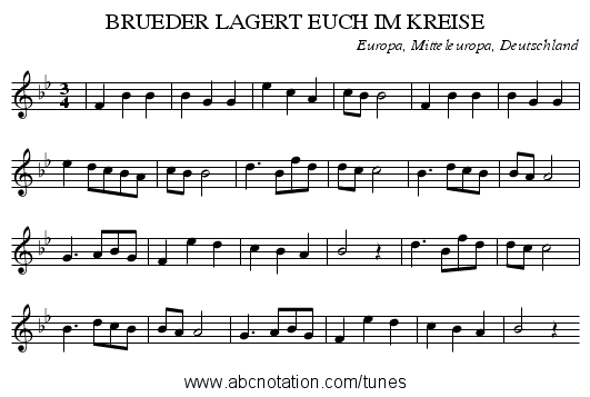 BRUEDER LAGERT EUCH IM KREISE - staff notation