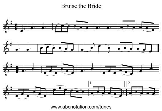 Bruise the Bride - staff notation