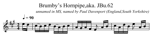 Brumby’s Hornpipe,aka. JBu.62 - staff notation