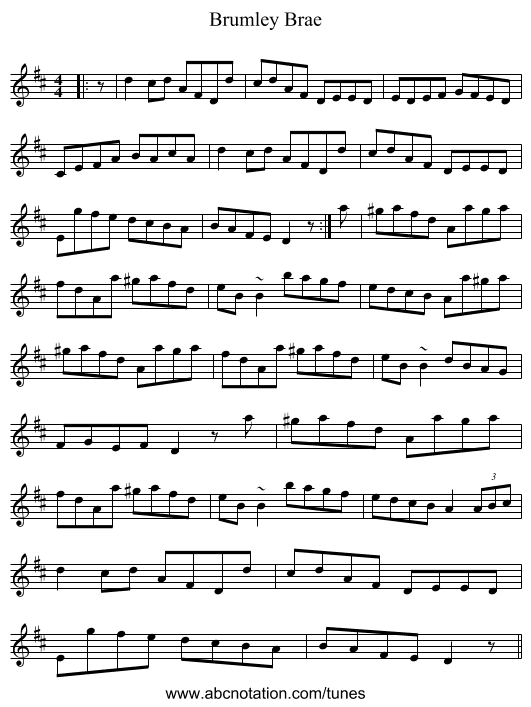 Brumley Brae - staff notation