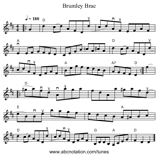 Brumley Brae - staff notation