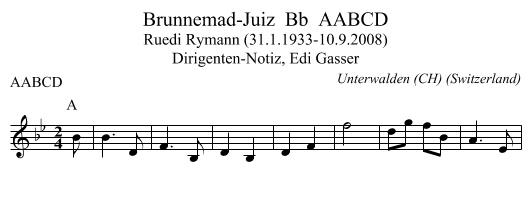 Brunnemad-Juiz  Bb  AABCD - staff notation
