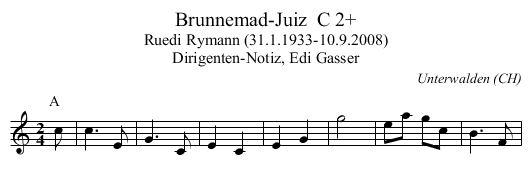 Brunnemad-Juiz  C 2+ - staff notation