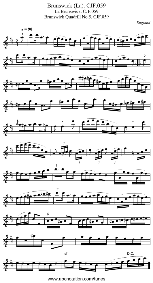 Brunswick (La). CJF.059 - staff notation