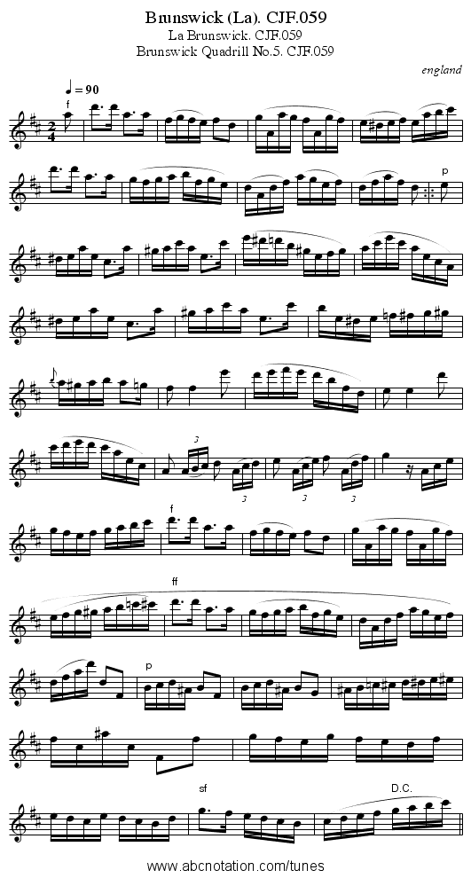 Brunswick (La). CJF.059 - staff notation