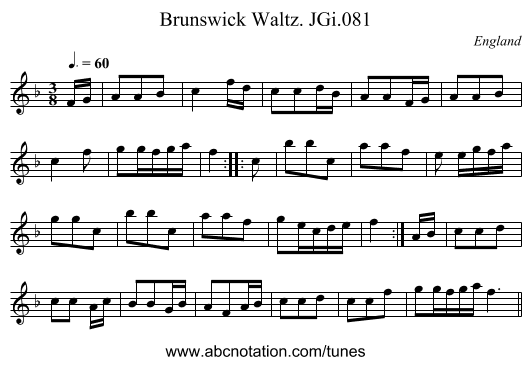 Brunswick Waltz. JGi.081 - staff notation