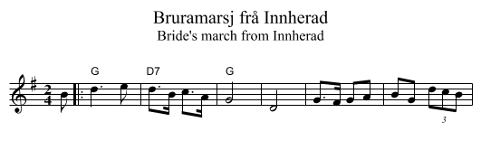 Bruramarsj fr&aring; Innherad - staff notation