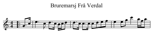 Bruremarsj Frå Verdal - staff notation